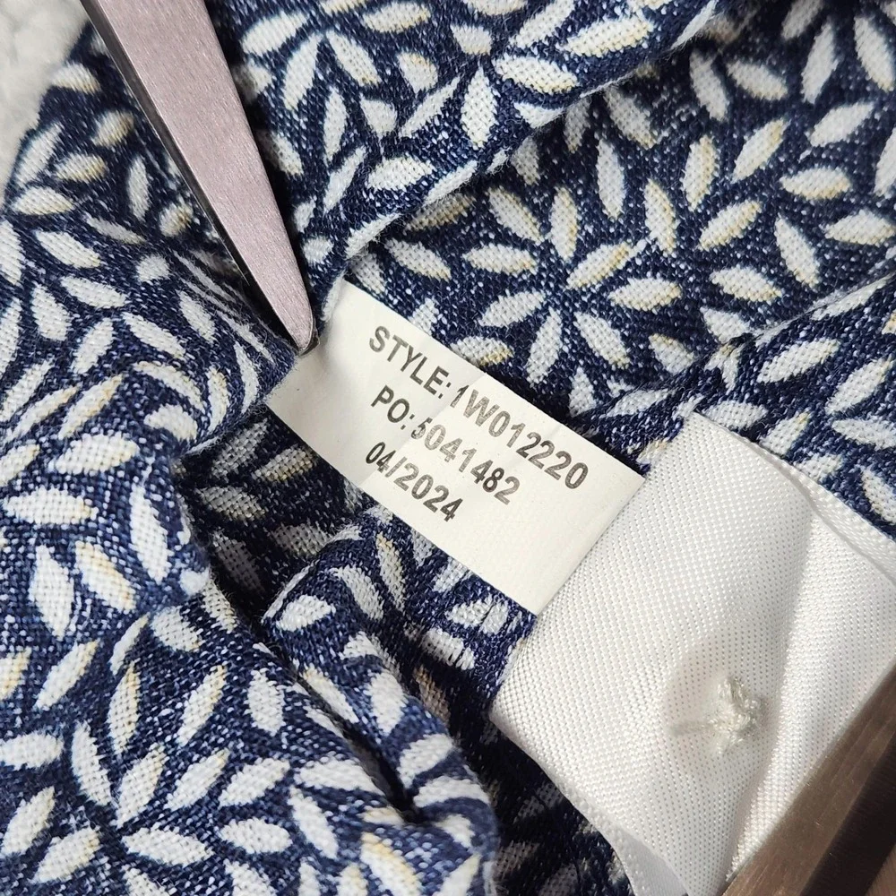 Vineyard Vines Linen Shirt Mens Large Blue Floral Short Sleeve Button Up Casual - Picture 11 of 12